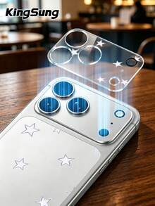 Kingsung Simple Stars Pattern Camera Lens Protector Compatible With IPhone 17 Pro/17 Pro Max/18 Pro/18 Pro Max, Mobile Phone Accessories,High-Definition Transparent Film,Clear Anti-Scratch Camera Cover,Birthday Gifts For Family And Friends - Multicolor - View 5