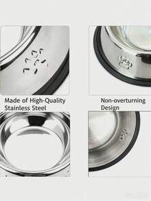 1PC Carbon Steel Pet Bowl, Non-Slip Dog Food & Water Bowl, Paw Print Design, Durable & Easy To Clean, Suitable For Small, Medium And Large Dogs & Cats - 300ml - View 8