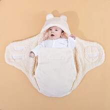 1pc Baby Swaddle Blanket, Adhesive Reinforced 100% Polyester Material, Soft And Warm, Baby Wrap Blanket, 4 Colors Available - Multicolor - View 6