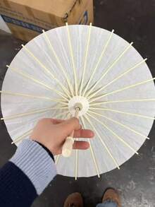 10件/6件/4件/1件 手工傳統紙傘，展開直徑 30cm、40cm 與 60cm，適用於節慶派對、婚禮 - 白色 - 查看 9