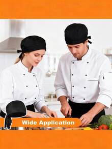 3pcs Black/White Chef Hats, Adjustable Adult Chef Hats, Kitchen Chef Skull Cap, Breathable Professional Cooking Catering Hats, Unisex - Multicolor - View 5