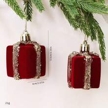 Christmas Candy Cane Hanging Ornament, Christmas Tree Decoration, Window Display, Nordic Red Flocked Candy Pendant - Multicolor - View 16
