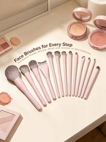 16PCS Pink Makeup Brush Set, Full Set Of Face And Eye Makeup Tools Including Makeup Sponge, Triangle Powder Puff, Cleansing Sponge, Soft Bristle Blush Brush, Eyeshadow Brush, Foundation Brush, Professional Makeup Brush Set - Pink - View 5