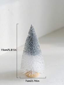 6/3pcs Christmas Decorations Mini Christmas Tree, Artificial Christmas Tree Bottle Brush With Wooden Base, Christmas Party Home Tabletop Craft - Multicolor - View 16