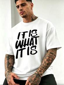 ZYNTH BALENO Men's Fashionable Letter Print Short Sleeve T-Shirt, Suitable For Gym, Sports, Cycling, Running In Summer - White - View 4