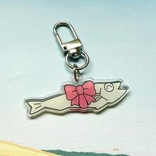 1pc/2pcs Set Cute Cartoon Fish Acrylic Keychain, Funny Bow & Twisted Fish Bag Charm, Backpack Pendant Key Ring Gift - Fish - View 8