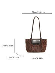 Women's Vintage Leopard Print One Shoulder Tote Bag, Retro Colorblock Faux Leather Flap Bohemian Style Handbag, Soft Lightweight Fabric Underarm Bag - Multicolor - View 11