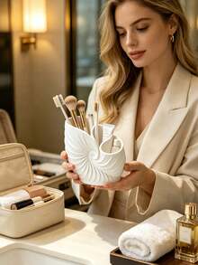 Fashion Shell Spiral Toothbrush Holder, Creative Shell Spiral Storage Box, 3-Slot Toothbrush Cup Storage Box, Desktop Storage Rack, Multi-Functional Storage Rack. Suitable For Bathroom, Bedroom, Office And Other Scenes. - Multicolor - View 4