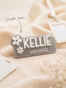 1pc Custom Name Badge, Personalized Text And Exclusive Design Name Badges, Clothing And Backpack Pins, Name Badges For Nurses, Doctors, Teachers - Multicolor - View 8