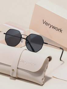 Verywork1 Geometric Pattern Personalized Brand Design Women's Sunglasses, Comes With Storage Case And Cleaning Cloth, Suitable For Beach Vacation, City Stroll, Fashion Street Photography, Best Friend Afternoon Tea, Travel Check-In. - Multicolor - View 9