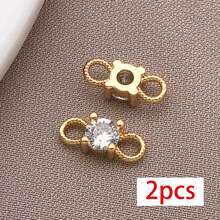 2pcs Retro Zirconia Inlaid Link Connectors 18K Plated Clover Round Star Double Loop Connector For DIY Bracelet Necklace Jewelry Making Craft Supplies - Multicolor - View 15
