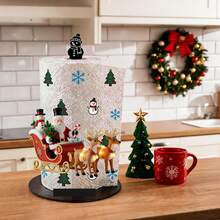 2D Flat Santa Claus Holding Candy Cane And Candy Bag Printed Paper Towel Holder, Acrylic Material Vertical Toilet Paper Storage Rack, Kitchen Dining Table Decor, Easy To Install, Suitable For Christmas Party Home Decoration - View 8