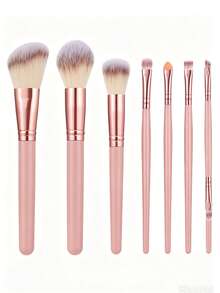 16Pcs/7pcs Pink Makeup Tool Set Makeup Brushes Triangle Puff Finger Puff Makeup Sponge Silicone Facial Cleansing Tool Makeup Bag Makeup Cleaning Brush For Foundation Blush Contour Eyeshadow Blending Dry Wet Use - Pink - View 9