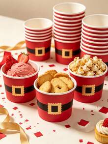20/10pcs, Christmas Themed Ice Cream Cup, Dessert Cup, Suitable For Ice Cream, Fruits, Snacks, Perfect For Adult Sweet Themed Gatherings, Summer Picnics, Dessert Shops, Party Supplies, Birthday Parties, Bridal Weddings, Outdoor Parties, Christmas - Multicolor - View 2