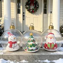 1pc Glowing Inflatable Christmas Ball (Ball-In-Ball Design With Santa Claus, Snowman And Christmas Tree Patterns), Suitable For Indoor/Outdoor Holiday Decor, Christmas And New Year Party Decoration And Holiday Gifts - Balloon Light - View 4
