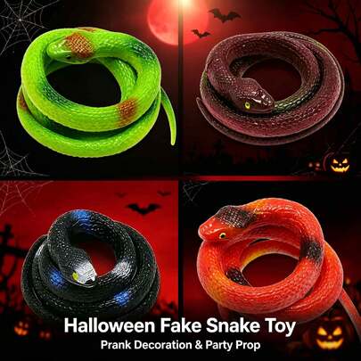 1pc Realistic Extra Long Green Snake/White Snake/Mini Black Snake, Soft Rubber Giant White Snake, Soft Rubber Giant Green Snake, Prank Snake, Prank Realistic Cobra, Prank Toy, Extra Long Realistic Snake, Cobra Model, Birthday Gift, Giveaway, Toy Halloween Supplies, Halloween Scare Toy