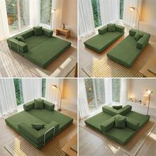 2-Seater Foldable Sofa Bed, 62'' Convertible Sleeper Sofa, Spring Folding Floor Couch With With Pillow Back Support Armrest, 4-In-1 Futon Sofa Bed For Living Room - Green - View 4