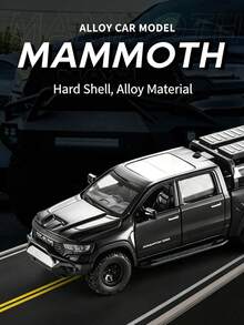3pcs Mammoth Pickup Alloy Car Model, 1/32 Scale Simulation Off-Road Truck Decor, Pull Back Vehicle With Openable Doors, Collectible Desktop Display Ornament, Halloween & Christmas Party Decor - Multicolor - View 1