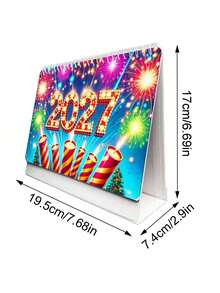 2027 Diamond Painting Set, Floral & Butterfly Pattern + New Year Fireworks Cover Desk Calendar, Mosaic Handmade, Spiral Bound Paper Material, Suitable For Home Learning & Office Supplies, Ideal For DIY Beginners - A - View 6