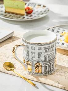 WGROOM 1pc Painting Ceramic Mug, Suitable For Tea, Coffee, Milk, Juice In Kitchen, Dining Room, Living Room, 350ml, Applicable For Wedding, Party, Gift, Birthday, Christmas Back To School - Multicolor - View 11