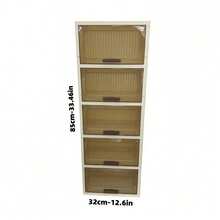 Kitchen Foldable Storage Cabinet, 32cm Front, Plastic Material, Flip-Top Storage Cabinet, Easy Assembly, Countertop Spice Rack, Kitchen Organizer, Suitable For Oil, Salt, Sauce, Dust-Proof Design, Stylish And Durable, Also Suitable For Home Living Room, Dining Room Storage, Space-Saving - Multicolor - View 9