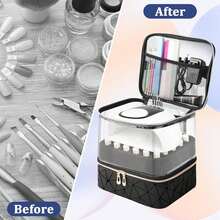 Nail Polish Storage Rack - Holds 60 Bottles (15ml - 0.5 Fl.Oz), Nail Polish Storage Rack With Tool Storage Bag, Double Layer Nail Polish And Nail Dryer Storage Rack - Black - View 5