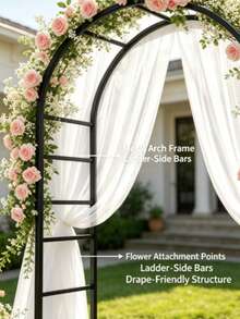240 Cm Black Metal Plant Climbing Frame, Wedding Party Arch Frame, Climbing Plant Climbing Frame, Outdoor Decorative Arch, Gardening Tools, Plant Rack, Garden Decoration - A - View 2