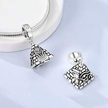 Cuentas de colgante de moda chapadas en plata para hacer joyas DIY, diseño de mascota linda de gato y perro para viajes, estilo unisex, accesorios para mujer, gato, pez, oso, fresa, pirámide, piloto, zapatillas de ballet, avión, equipaje, pasaporte, árbol de la vida, nudo celta, cuentas con Charm, adecuadas para hacer pulseras y collares originales DIY, regalo para mujeres, familia y amigos - Plateado - Ver 4