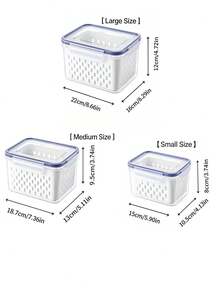 1/3 Food Strainer Basket, Household Sealed Refrigerator Storage Box With Strainer Basket And Lid, Suitable For Storing Various Fruits And Vegetables - White - View 13