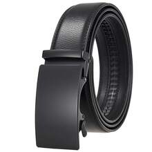 Genuine Leather Automatic Buckle Belt For Men, Cowhide Formal Belt, Simple Business Men's Belt, Adjustable Length, Ideal Gift Choice For Summer, Autumn, Christmas And Winter - 066-191 - View 2