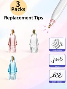 1/2/3/4pcs Replacement Tips For Apple Pencil 1st/2nd Generation, Fine Point Touch Stylus Tips, Metal Wear-Resistant Non-Slip Transparent Tips, Tablet Precise Writing And Drawing Accessories - Multicolor - View 7