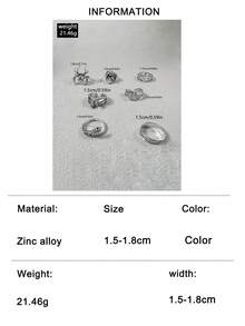 7pcs/Set Fashionable Hip-Hop Style Spider Snake Geometric Multi-Combination Ring Set, Suitable For Women's Daily Street Wear, Party Gathering Jewelry Gift - 33623-ring-s - View 10