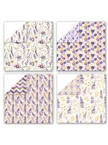 1set 6-Inch Double-Sided Patterned Paper, Photo Albums, Scrapbook, Junk Journal, Planner Cards Background Paper, Suitable For Scene Decoration And Atmosphere Props - Purple Floral Journal Background Paper - View 8