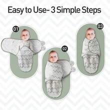 3pcs Baby Swaddle Wraps, Newborn And Infant Swaddle Blankets, Adjustable, Soft Cotton Baby Sleep Sack, Unisex, Small (0-3 Months) - Color Stripes - View 9