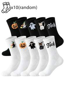 1/5/10 Pasang Kaos Kaki Pria Setengah Betis, Kostum Pesta Halloween, Kaos Kaki Motif Penyihir & - MultiWarna - View 11