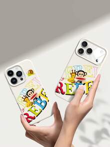 官方授權 Paul Frank 啞光皮革手機殼，全方位防摔保護鏡頭，卡通猴子長頸鹿角色圖案，新款皮革紋理保護殼，適用於 iPhone 13/14/15/16 Pro Max - 彩色 - 查看 6
