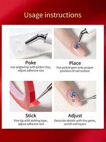 RS NAIL Dual-Ended Rhinestone Picker Pen Set With Pick-Up Clay, Nail Art Gem Dotting Tool Kit, Wax Pen 25° Angled Head, Unobstructed View Christmas Nail Art Essentials - White - View 10