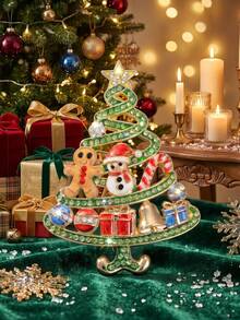 Julgransformad strassbrosch, snögubbe och pepparkaksgubbe med presentklocka, dekorativt tillbehör för kappa, tröja och väska, rolig dekorativ badge som julpartygåva - A - Visa 10