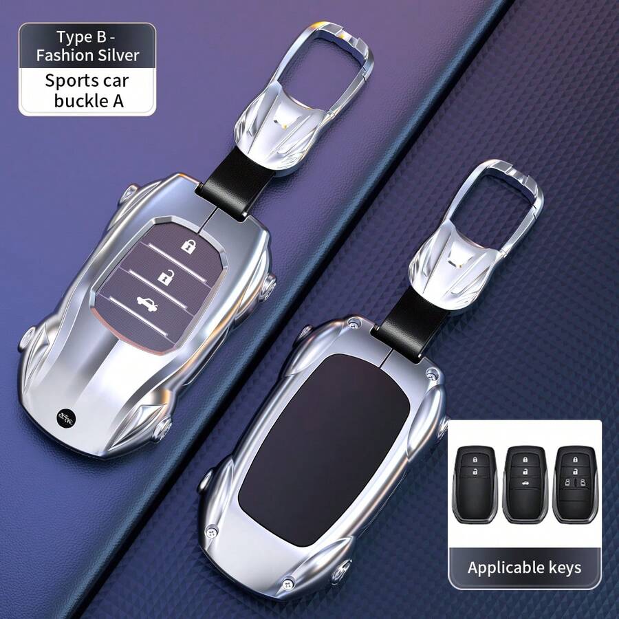 High-Quality Zinc Alloy Key Cover, Compatible With Toyota Camry RAV4 Highlander Avalon Corolla Sienna Venza C-HR Prius Land Cruiser Tacoma 4Runner, Luxury Car Key Shell, Smart Key Protective Case, Anti-Scratch Key Protector, Shockproof Key Cover, Car Key Accessories - Sports Car Style Combo Set - View 1