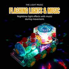 Electric Transparent Gear Toy, Electric Toy Train With Flashing Lights And Music, 360 Degree Rotation, Educational Rotating Toy For Kids, Suitable For Boys And Girls, Random Color - Multicolor - View 7