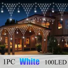 1pc 605cm/238.19in Snowflake Triangle Net LED Christmas Lights, Plastic Hanging Light String With Snowflake Pendant, USB Powered 8 Modes, Warm White/Colorful/White, Suitable For Fireplace, Stair Railing, Window, Porch, Christmas Home Decor - Snowflake - View 10