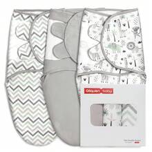 3pcs Baby Swaddle Wraps, Newborn And Infant Swaddle Blankets, Adjustable, Soft Cotton Baby Sleep Sack, Unisex, Small (0-3 Months) - Color Stripes - View 11