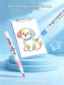 50 Colors Soft Tip Acrylic Markers, Smooth Rich Color Even Ink Flow Quick Dry Water-Based Ink Pens, For Children Elementary Students Art Students Beginners Painting Sketching Marking Doodling Journaling Design Outlining Coloring Anime Design Holiday Surprise Gift DIY - Multicolor - View 4