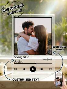 1PC Personalized Song Photo Print Customized Acrylic, Custom Song Photo Print, Scannable Music Art Customized Acrylic, Customized Acrylic Valentines Gifts, Bedroom Decor, Living Room Decor - Multicolor - View 1
