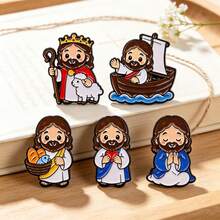 Cute Jesus Enamel Pins, Christian Faith Lapel Brooches, Metal Cartoon Religious Badges For Backpack Clothes Decor, Faith Jewelry Gift For Believers - Multicolor - View 11
