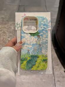 1件 白色油畫草地風景個性化極簡全包覆防摔TPU手機殼，適用於Apple 18 17 16 15 14 13 12 11 Pro Max Air及系列 - 彩色 - 查看 2