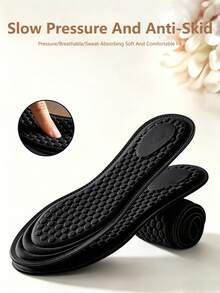 2 Pairs Women's Soft Sole Comfortable Massage Insoles, Breathable Sweat-Absorbent, Anti-Fatigue For Long Standing, High Heel Shoes & Boots Accessory - Black-round Head - View 2