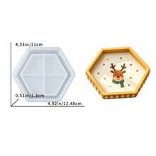 1pc Hexagon Christmas Tree Edge Tray Silicone Mold, Christmas Storage Tray Holiday Decor Making Mold, Daily Storage Container Mold, Perfect For Handmade Crafts, Easy Release And Reusable - Silicone Mold - View 2