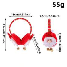 Christmas Plush Earmuffs, Santa/Snowman/Reindeer Decor Winter Ear Warmers With Bells, Random Style Holiday Party Accessory - Multicolor - View 6