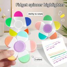 1pc 5-Color Highlighter, Fluorescent Marker, Fun Stress Relief, Eye-Protection Color Marker, Key Point Marking Pen, Student Supplies, Planner Pen, Square Tip, Non-Bleeding, Suitable For Student Classroom Marking And Underlining - Colorful Set - View 1